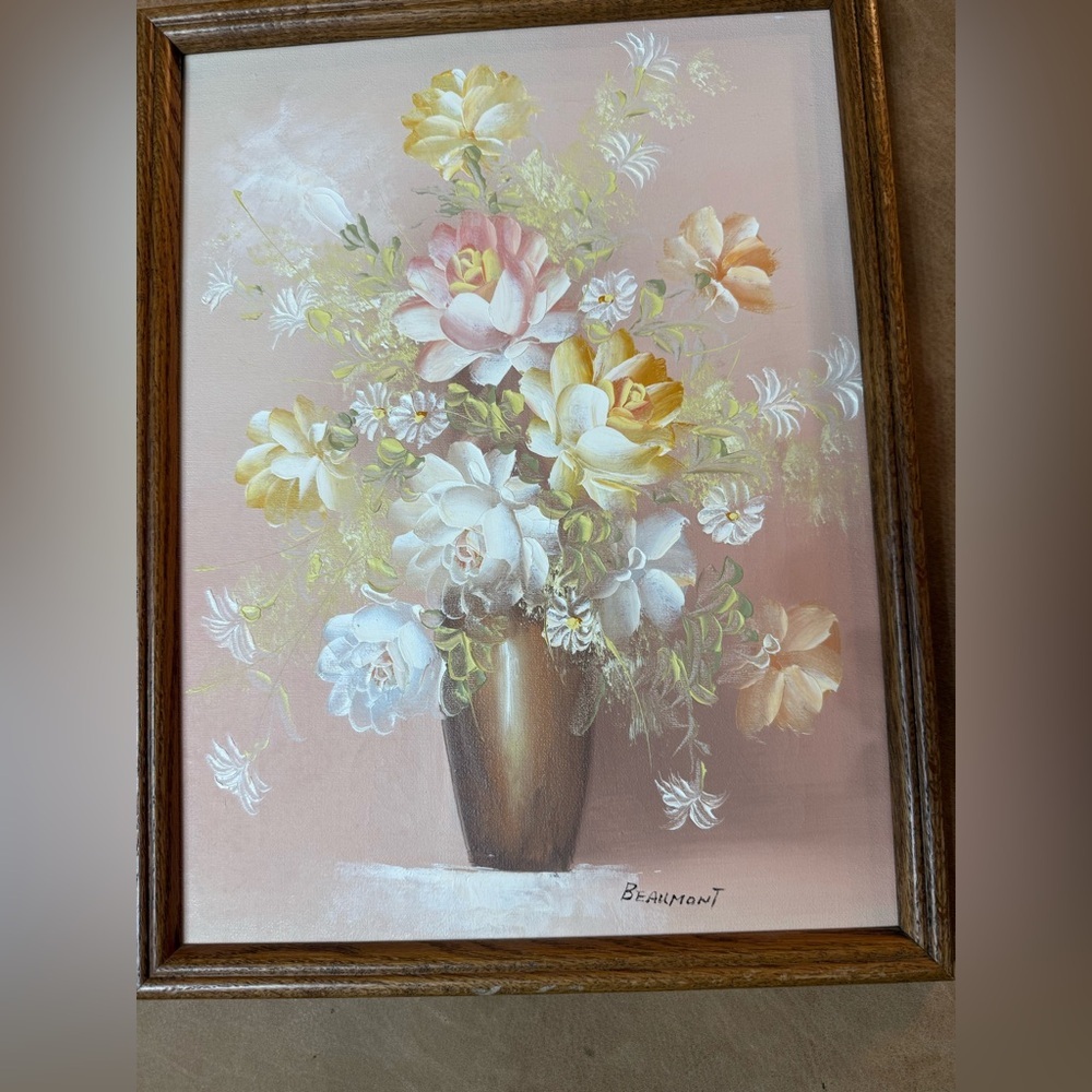 Floral Still Life Oil Painting By Beaumont - Picture 2 of 8